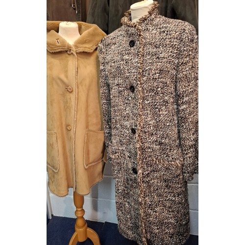 73 - A group of late 20th Century ladies coats to include a brown faux sheepskin coat, UK12, a Jobis raci... 