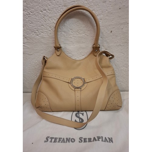 31 - Serapian-Two vintage shoulder bags comprising a Stefano Serapian light beige '4568' leather shoulder... 