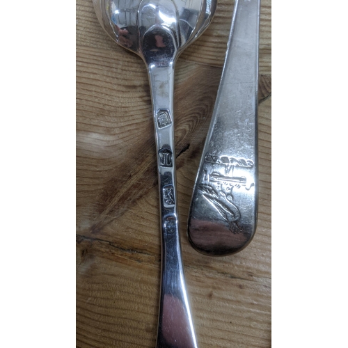 108 - A group of 7 English silver table spoons to include one example made by Smith and Fern London 1792 t... 