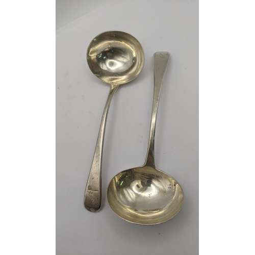 116 - Two silver sauce ladles made by William Eley and William Fearn hallmarked London 1803,1802, 111.5g, ... 