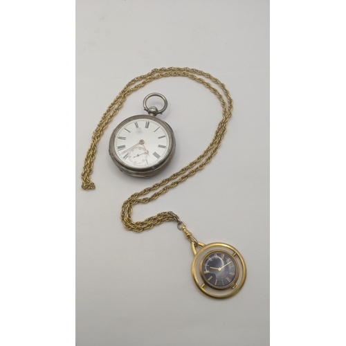 124 - A 19th century silver case open faced pocket watch together with a Rotary watch on a gold coloured c... 