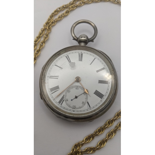 124 - A 19th century silver case open faced pocket watch together with a Rotary watch on a gold coloured c... 