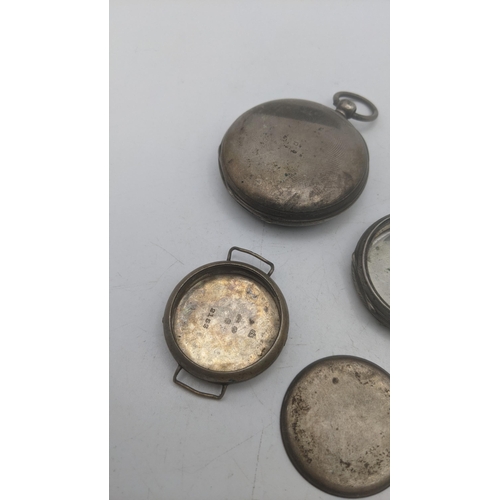 2 - Late 19th /early 20th century silver pocket watch and one wristwatch case total weight 157.3g togeth... 