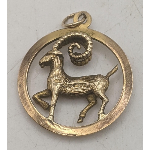 29 - A 9ct yellow gold Zodiac sign, Capricorn pendant, 5.4g
Location:CAB7
If there is no condition report... 