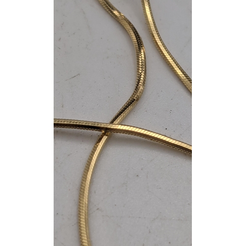 55 - A 9ct yellow gold snake chain necklace 46 cm L, 4.3g
Location:CAB9
If there is no condition report s... 