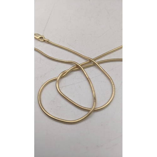 56 - A 9ct yellow gold snake chain necklace 41cmL 4.9g

Location:CAB9
If there is no condition report sho... 