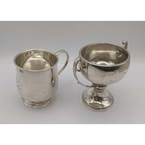 78 - Silver to include a twin handled trophy cup engraved 'little turret sports' together with a christen... 