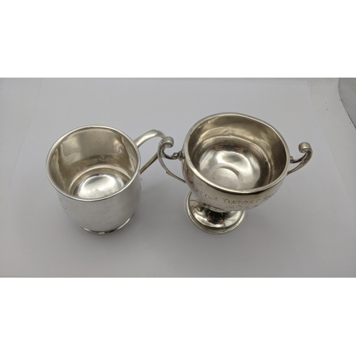 78 - Silver to include a twin handled trophy cup engraved 'little turret sports' together with a christen... 