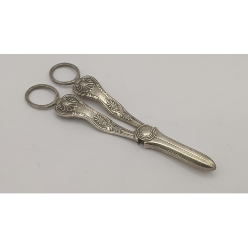 92 - A pair of silver Kings pattern grape scissors by Cooper Brothers and Sons hallmarked Sheffield 1959,... 