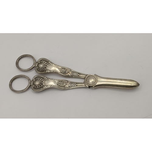 92 - A pair of silver Kings pattern grape scissors by Cooper Brothers and Sons hallmarked Sheffield 1959,... 