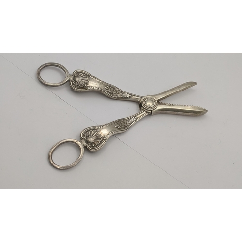 92 - A pair of silver Kings pattern grape scissors by Cooper Brothers and Sons hallmarked Sheffield 1959,... 