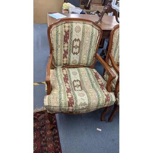 260 - A pair of French style beech framed armchairs, on cabriole legs
Location: A2F
If there is no conditi... 