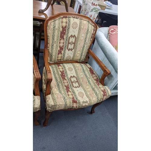 260 - A pair of French style beech framed armchairs, on cabriole legs
Location: A2F
If there is no conditi... 