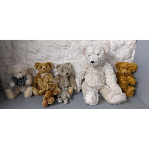 277 - A collection of bears to include three Deans Rag Book bears, two Steiff bears, a Merrythought bear a... 