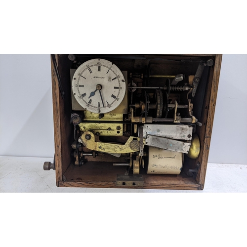 284 - An early 20th century H. Samuel Ltd oak cased clocking in clock, 31.5cm h x 34.5cm w
Location: A4M
I... 