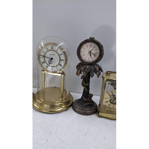 289 - Six mantle clocks to include two Hettich anniversary clocks, Anstey Wilson anniversary clock and oth... 