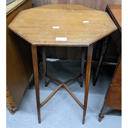 294 - A selection of small furniture to include a late Georgian mahogany drop leaf table 72cm x 90cm x 44c... 