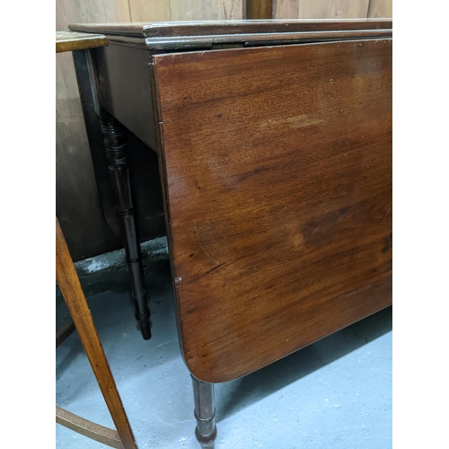 294 - A selection of small furniture to include a late Georgian mahogany drop leaf table 72cm x 90cm x 44c... 