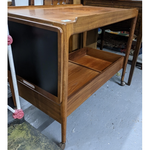 298 - Kofod Larsen for G Plan, mid century teak trolley, c 1960s extending top side, panel, under tier wit... 