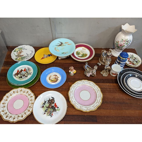 361 - Ceramics to include 19th century plates, an Aynsley vase, a Beatrix Potter Miss Rabbit and other ite... 