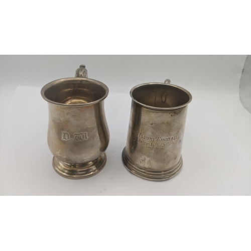 127 - Two silver Christening cups both hallmarked Birmingham one dated 1923, total weight 133.9g
 Location... 