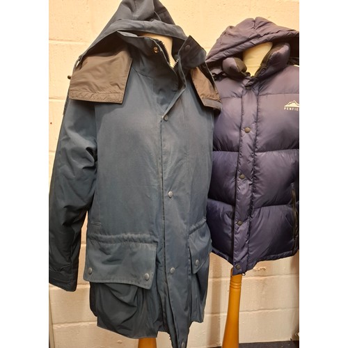 89 - Two ladies Penfield navy jackets, one padded with detachable hood, size Medium (approx 38