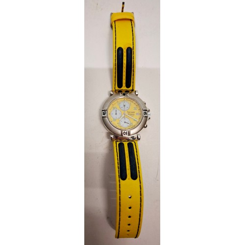 85 - A Pierre Lanier, Pais fashion watch in yellow and black, model Cedric Pioline A61A3, waterproof with... 