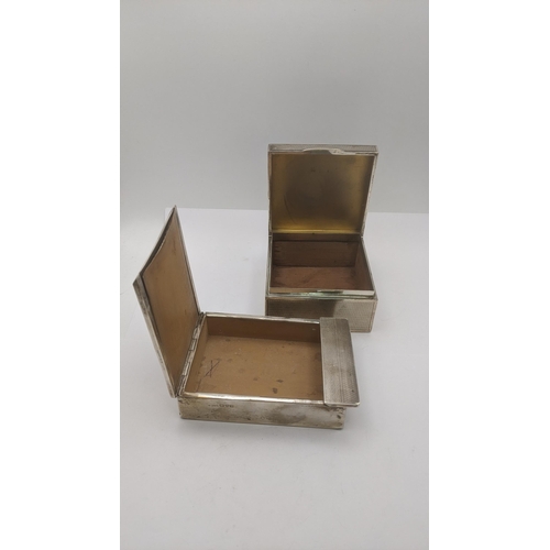 174 - Two silver cigarette boxes having engine turned design to include one example in rectangular form, h... 