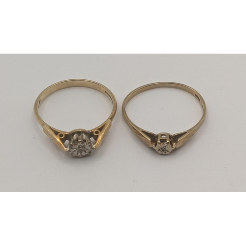 194 - Two 9ct yellow gold and diamond rings, total weight 2.9g Location:cab5
If there is no condition repo... 