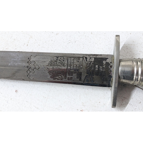 197 - A commemorative Wilkinson Sword Fairbairn Sykes pattern commando dagger, etched makers mark to the b... 