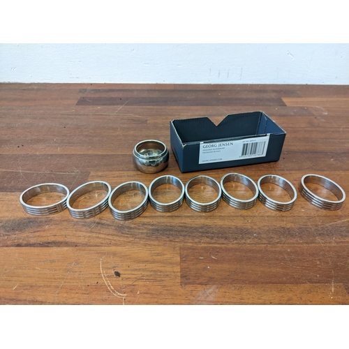 379 - A set of eight Georg Jensen napkin rings and another Location: 7.2
If there is no condition report s... 