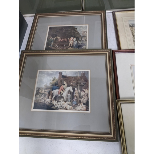 317 - A selection of framed and glazed prints to include four Chinese floral and landscape prints, Victori... 