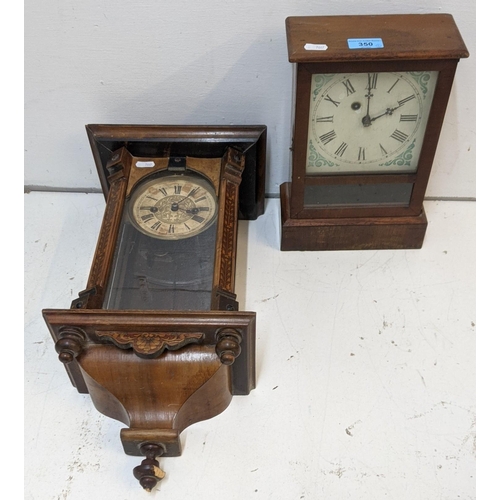 350 - An American mahogany veneered cased mantel timepiece by Waterbury Clock Company faced by a decorated... 