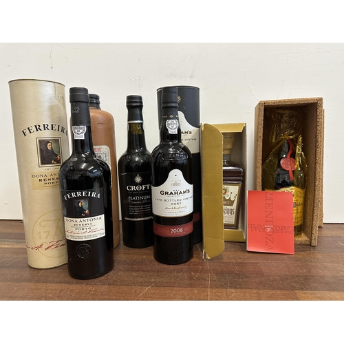 107 - A selection of spirits to include Cardenal Mendoza Brandy, Keo Five Kings Cyprus Brandy, Ferreira Do... 