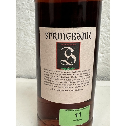 11 - A single bottle of aged 12 years Springbank 100% proof Whisky, 70cl
Location:
If there is no conditi... 