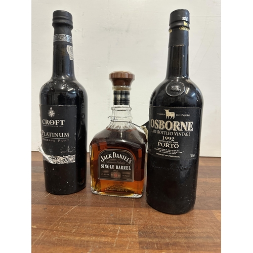 121 - Two bottles of Port and one bottle of Jack Daniels, single Barrel Tennessee Whisky
Location:
If ther... 