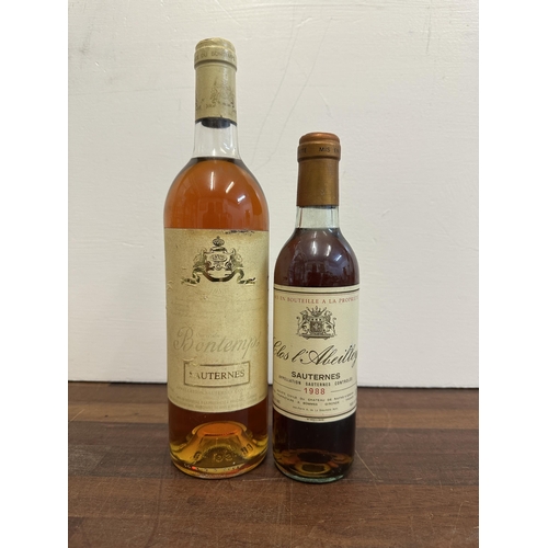 59 - A single bottle of Cuvee du Bontemps Sauternes, 750ml and half bottle of 1988 Vintage Sauternes
Loca... 