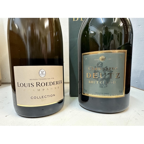 8 - A single cased bottle of Deutz Champagne Brut Classic 750ml and one bottle of Louis Roederer Champag... 