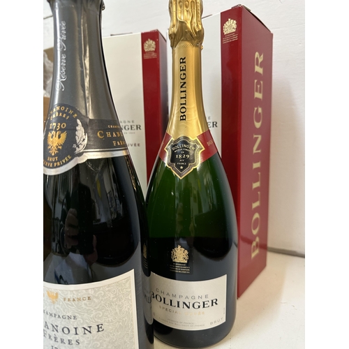 9 - Two bottles of Bollinger Champagne Special Cuvee, 2 x 75cl and a bottle of Chanoine Freres
Location:... 