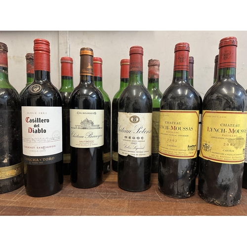 54 - Twenty two bottles of red wines to include Chateau Grand Bourdieu 1990, Chateau Durfort-Vivens Marga... 