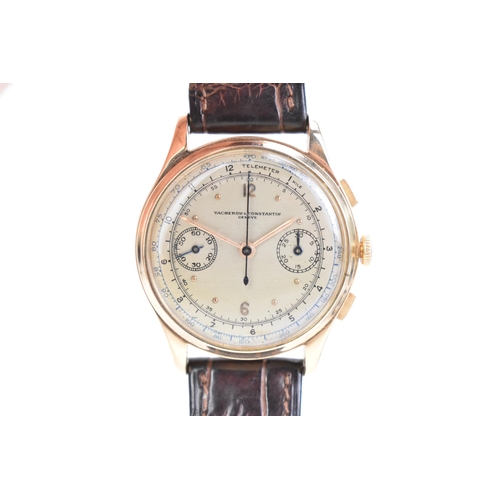 101 - A Vacheron & Constantin, chronograph, manual wind, gents, 18ct gold wristwatch, circa 1940s, the gil... 