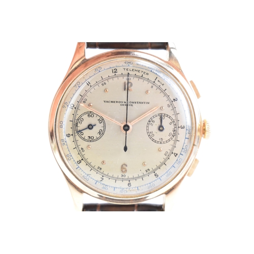 101 - A Vacheron & Constantin, chronograph, manual wind, gents, 18ct gold wristwatch, circa 1940s, the gil... 