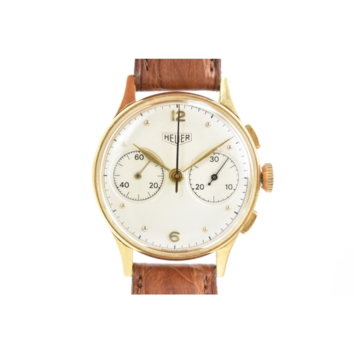 102 - A Heuer ‘Big Eye’ chronograph, manual wind, gents, 18ct gold wristwatch, circa 1950s, model no. 418,... 