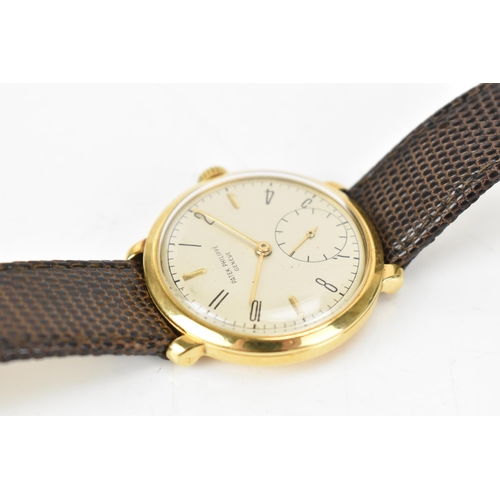 106 - A Patek Philippe, manual wind, gents, 18ct gold wristwatch, circa 1945-50, the silvered dial having ... 