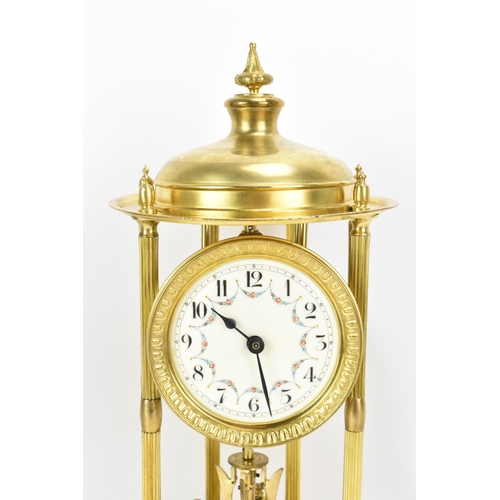 114 - A circa 1900 gilt metal anniversary clock with glass dome, the 3.5