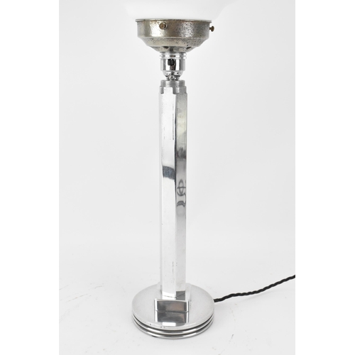 132 - An Art Deco scratch built table lamp, the base made from a piston, stamped RR, possibly for Rolls Ro... 