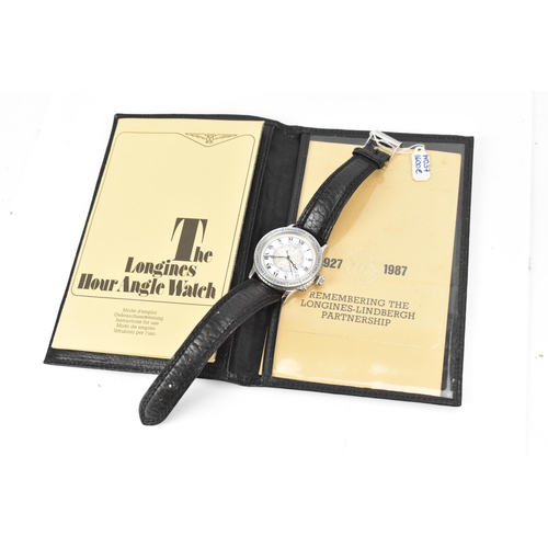 92 - A Longines Hour Angle pilots, automatic, gents, stainless steel wristwatch, the signed dial marked f... 