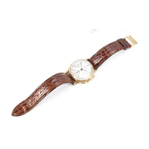 93 - A Breitling Premier, chronograph, manual wind, gents, 18ct gold wristwatch, circa 1940s, the dial ha... 