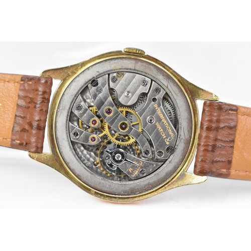 99 - An IWC (International Watch Company Shaffhausen), manual wind, gents, 14ct gold wristwatch, circa 19... 