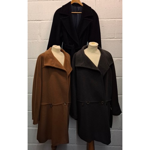 10 - Max Mara- Three coats comprising a brown hip length and over-sized virgin wool coat, UK10 having 2 z... 